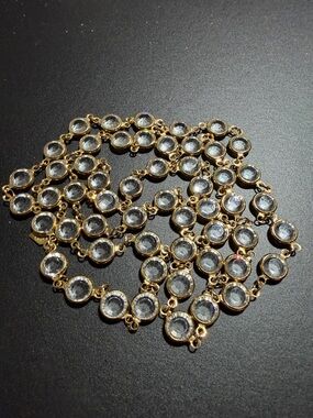 Vintage Swarovski Clear Crystal Goldtone Bezel Set 36" Necklace  (3)